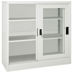 Berkfield Home Sliding Door Cabinet Light Grey 90x40x90 cm Steel - Size: 90 x 40 x 90 cm - thumbnail 5