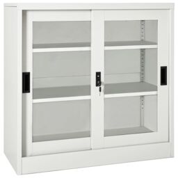 Berkfield Home Sliding Door Cabinet Light Grey 90x40x90 cm Steel - Size: 90 x 40 x 90 cm