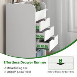 Gymax Rolling File Storage Cart Craft Utility Cart With Dowel Rods 3 Drawers in White - thumbnail 4
