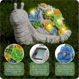 ILFD Group Ltd Solar Tortoise & Snail Garden Ornaments in Grey - Size: 1 Pack - thumbnail 7