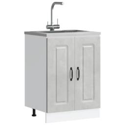 Berkfield Home Sink Base Cabinet Kalmar Concrete Grey 60x46x81.5 cm Engineered Wood - thumbnail 1