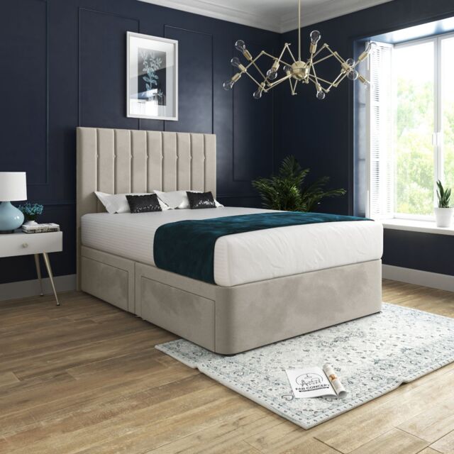 KDMD Marcelo Upholstered Soft Velvet Cream Bed Frame - Size: Single - image 1