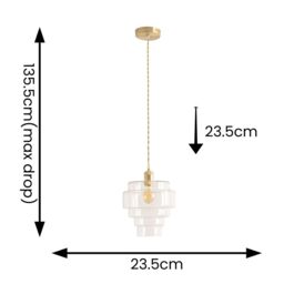 ValueLights Lane Glass 5 Tier Shade Brushed Gold Single Ceiling Pendant Light in Clear - thumbnail 6