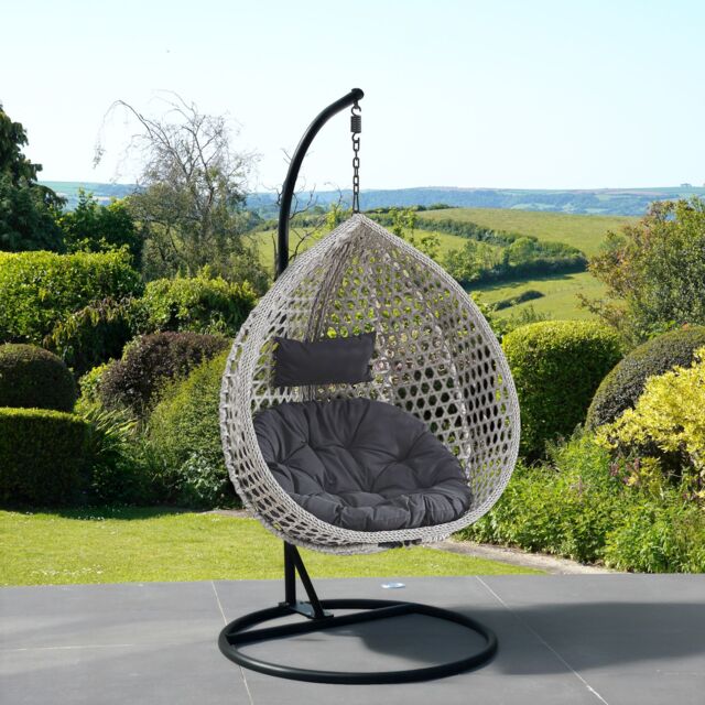 Artemis Home Abingdon Hanging Swing Single Egg Pod Chair in Dark Grey - image 1