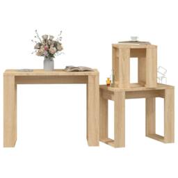 Berkfield Home Nesting Tables 3 pcs Sonoma Oak Engineered Wood in Light Brown - thumbnail 4