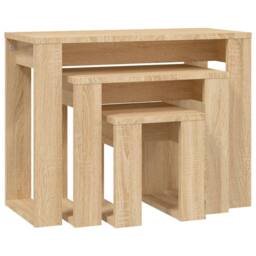 Berkfield Home Nesting Tables 3 pcs Sonoma Oak Engineered Wood in Light Brown - thumbnail 3