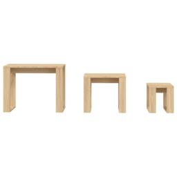 Berkfield Home Nesting Tables 3 pcs Sonoma Oak Engineered Wood in Light Brown - thumbnail 7