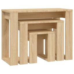 Berkfield Home Nesting Tables 3 pcs Sonoma Oak Engineered Wood in Light Brown - thumbnail 5
