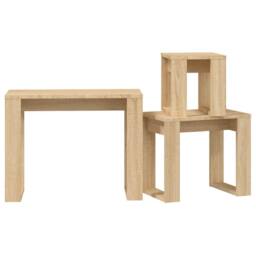 Berkfield Home Nesting Tables 3 pcs Sonoma Oak Engineered Wood in Light Brown - thumbnail 8