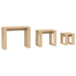 Berkfield Home Nesting Tables 3 pcs Sonoma Oak Engineered Wood in Light Brown - thumbnail 6