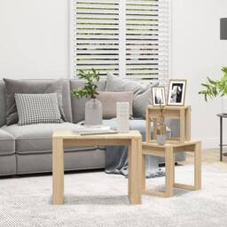 Berkfield Home Nesting Tables 3 pcs Sonoma Oak Engineered Wood in Light Brown - thumbnail 1