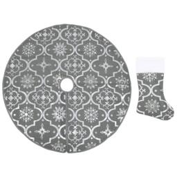 Berkfield Home Luxury Christmas Tree Skirt with Sock Grey 90 cm Fabric