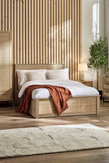 Julian Bowen Padstow Rattan Effect Ottoman Storage Bed in Natural - Size: Double - image 1