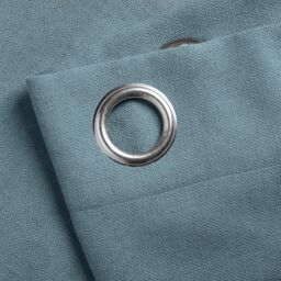 Luxury Living Velvet Chenille Eyelet Curtains Ready Made Pair in Teal - Size: 142 cm width x 137 cm drop - thumbnail 5