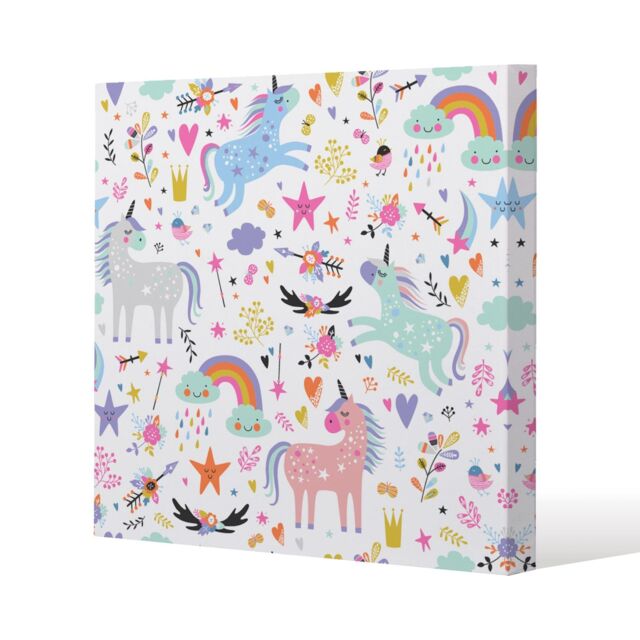 Benjamin Tate Design unicorns (Canvas Print) / 114 x 114 x 4cm in Natural - Size: 114 x 114 x 4 cm - image 1
