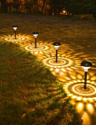 Obasyhig Pack of 4 Outdoor Patio Lawn Solar Ground Plug Ambient Lights in Black - thumbnail 3