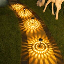 Obasyhig Pack of 4 Outdoor Patio Lawn Solar Ground Plug Ambient Lights in Black - thumbnail 1