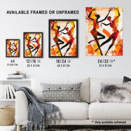 "Artery8 Two Dancers in Abstract Artwork Red Orange Bold Wall Art Print - Size: W18"" x H24""" - thumbnail 3