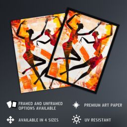 "Artery8 Two Dancers in Abstract Artwork Red Orange Bold Wall Art Print - Size: W18"" x H24""" - thumbnail 2