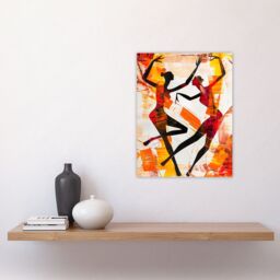 "Artery8 Two Dancers in Abstract Artwork Red Orange Bold Wall Art Print - Size: W18"" x H24""" - thumbnail 4