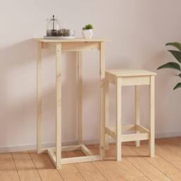 Berkfield Home Beautiful Bar Table 60x60x110 cm Solid Wood Pine in Natural - Size: 60 x 60 x 110 cm - thumbnail 2