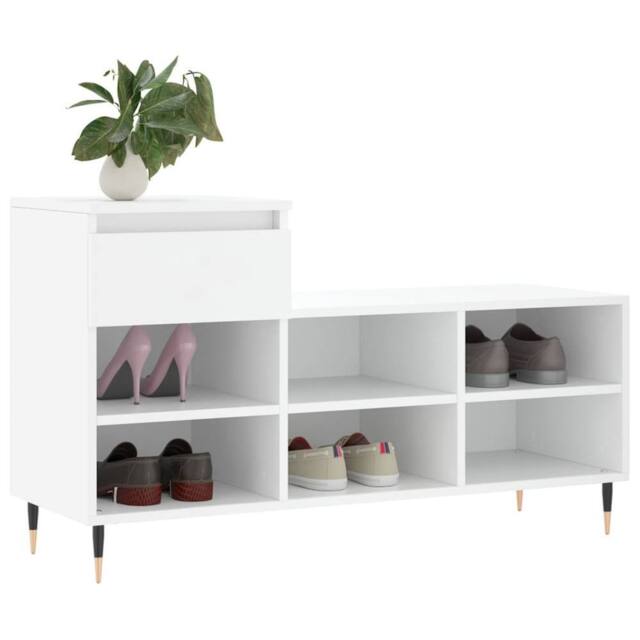 Berkfield Home Shoe Cabinet White 102x36x60 cm Engineered Wood - Size: 102 x 36 x 60 cm - image 1