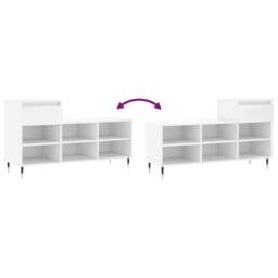 Berkfield Home Shoe Cabinet White 102x36x60 cm Engineered Wood - Size: 102 x 36 x 60 cm - thumbnail 9