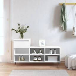 Berkfield Home Shoe Cabinet White 102x36x60 cm Engineered Wood - Size: 102 x 36 x 60 cm - thumbnail 2