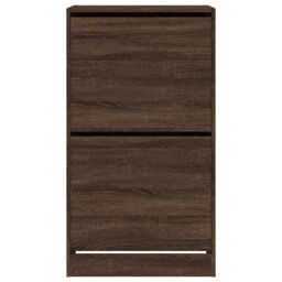 Berkfield Home Shoe Cabinet with 2 Flip-Drawers Brown Oak 60x42x108 cm - Size: 60 x 42 x 108 cm - thumbnail 6