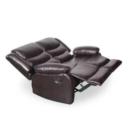 Furnishings For Less UK Cortland Leather Look 2 Seater Manual Reclining Sofa Brown - thumbnail 7