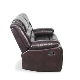 Furnishings For Less UK Cortland Leather Look 2 Seater Manual Reclining Sofa Brown - thumbnail 8
