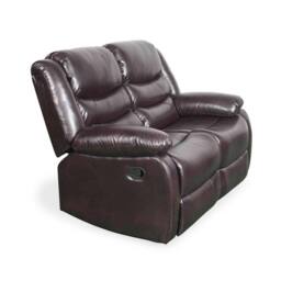 Furnishings For Less UK Cortland Leather Look 2 Seater Manual Reclining Sofa Brown - thumbnail 6
