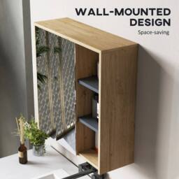 NESTLUNE Bathroom Cabinet Wall Mounted Mirror Storage in Light Oak - thumbnail 3