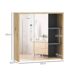 NESTLUNE Bathroom Cabinet Wall Mounted Mirror Storage in Light Oak - thumbnail 2