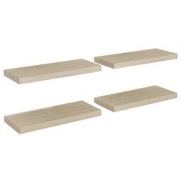 Berkfield Home Floating Wall Shelves 4 pcs Oak 60x23.5x3.8 cm MDF in Brown - thumbnail 2