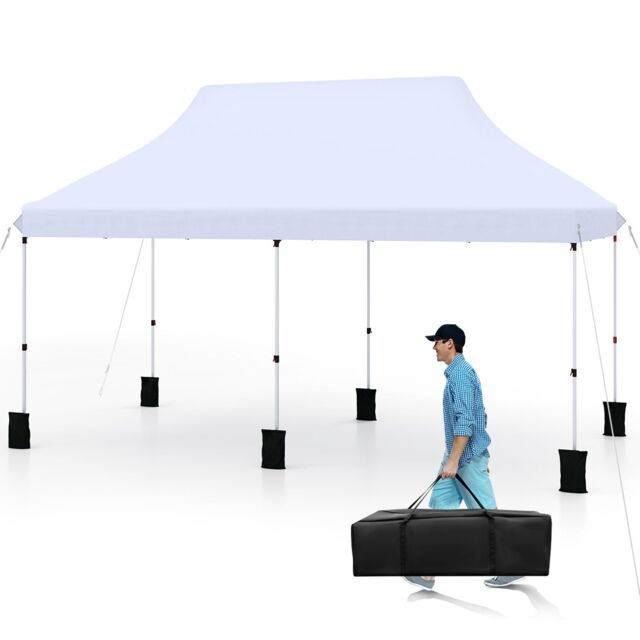 Costway 3 x 6M Pop-up Canopy Tent Height Adjustable Gazebo w/ Carry Bag in White - image 1