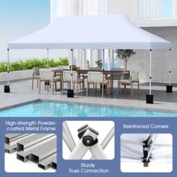 Costway 3 x 6M Pop-up Canopy Tent Height Adjustable Gazebo w/ Carry Bag in White - thumbnail 5