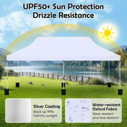 Costway 3 x 6M Pop-up Canopy Tent Height Adjustable Gazebo w/ Carry Bag in White - thumbnail 6