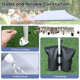 Costway 3 x 6M Pop-up Canopy Tent Height Adjustable Gazebo w/ Carry Bag in White - thumbnail 7