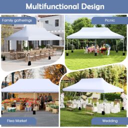Costway 3 x 6M Pop-up Canopy Tent Height Adjustable Gazebo w/ Carry Bag in White - thumbnail 9