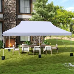 Costway 3 x 6M Pop-up Canopy Tent Height Adjustable Gazebo w/ Carry Bag in White - thumbnail 3
