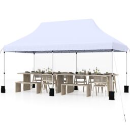 Costway 3 x 6M Pop-up Canopy Tent Height Adjustable Gazebo w/ Carry Bag in White - thumbnail 2