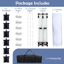 Costway 3 x 6M Pop-up Canopy Tent Height Adjustable Gazebo w/ Carry Bag in White - thumbnail 8