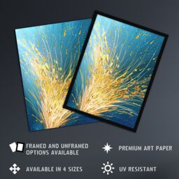 "Artery8 Spray Golden Wheat Acrylic Painting Teal Harvest Wall Art Print in Blue - Size: W12"" x H16""" - thumbnail 2