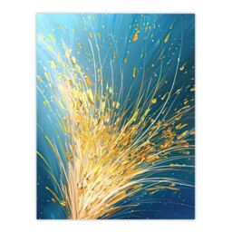 "Artery8 Spray Golden Wheat Acrylic Painting Teal Harvest Wall Art Print in Blue - Size: W12"" x H16""" - thumbnail 1
