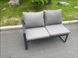Fimous Aluminium Lounge Corner Sofa Outdoor Garden Furniture Sets Gas Fire Pit Dining Table Set with 2 Chairs 3 Footstools Dark Grey - thumbnail 3
