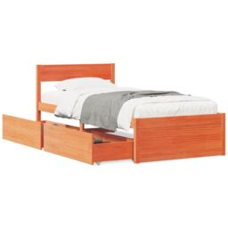 Berkfield Home Bed Frame without Mattress Wax Brown 90x200 cm Solid Wood Pine - thumbnail 2