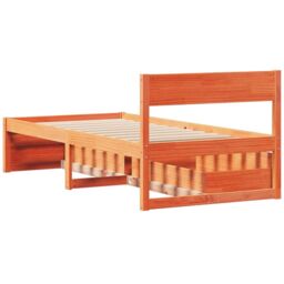 Berkfield Home Bed Frame without Mattress Wax Brown 90x200 cm Solid Wood Pine - thumbnail 6