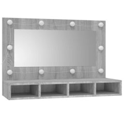 Berkfield Home Mirror Cabinet with LED Grey Sonoma 90x31.5x62 cm - thumbnail 3