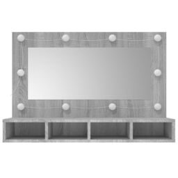 Berkfield Home Mirror Cabinet with LED Grey Sonoma 90x31.5x62 cm - thumbnail 4